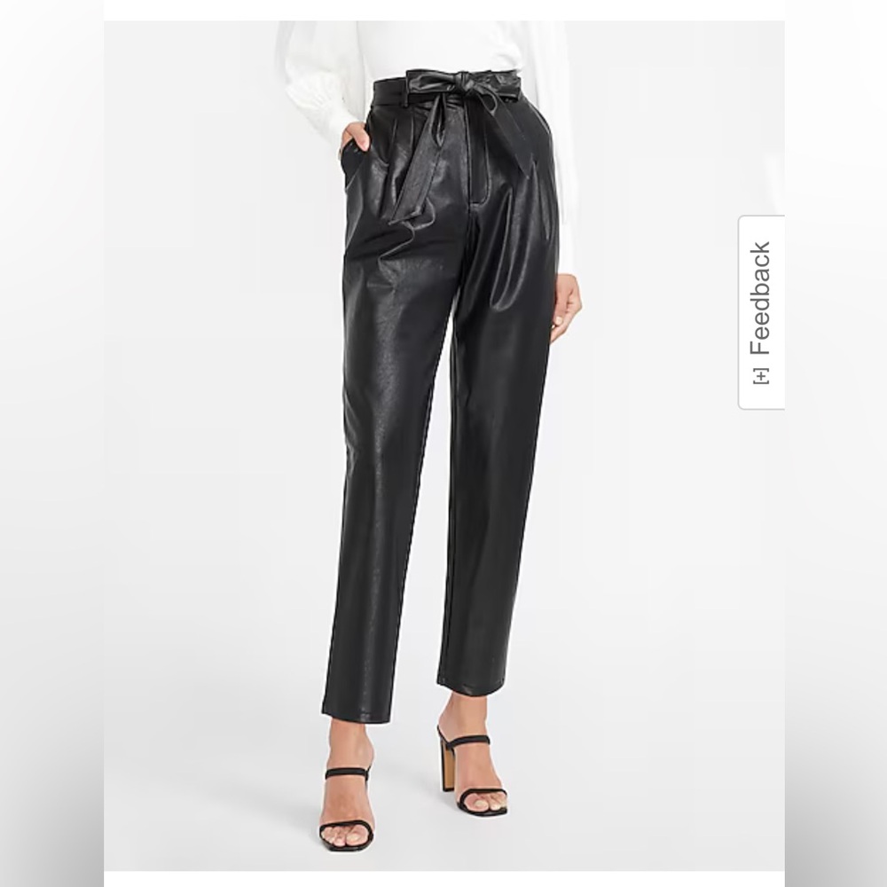 Express High-Waisted Faux Leather Belted Ankle Pants | Size Small